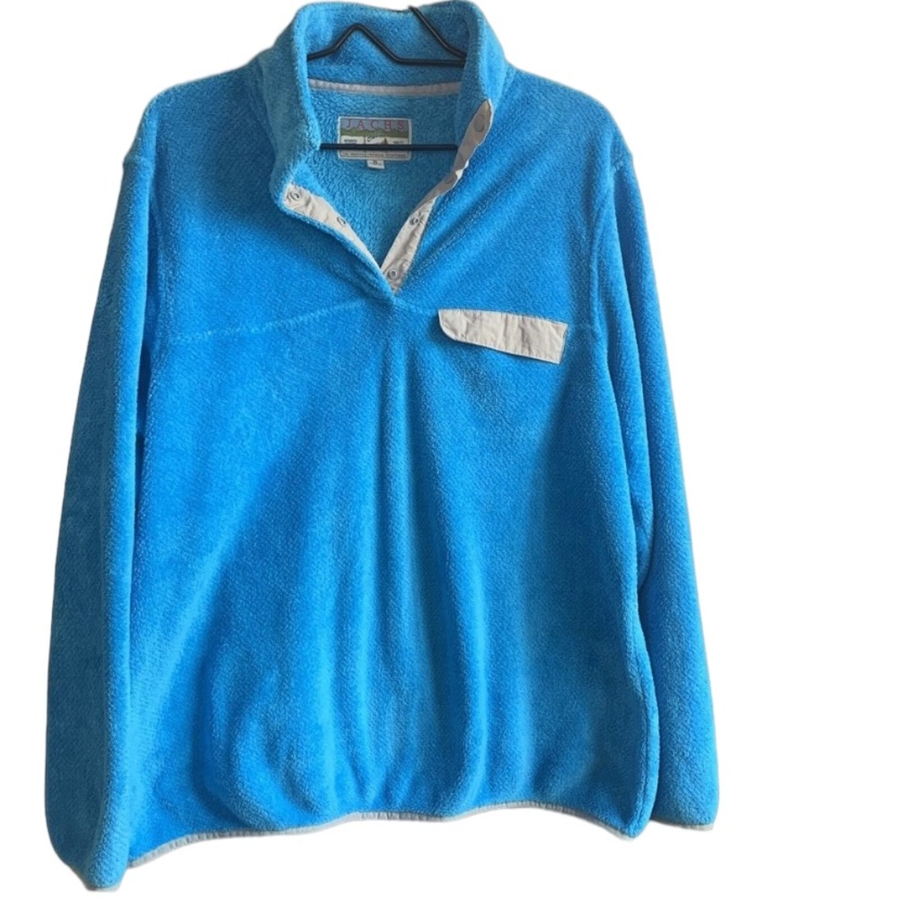 Jachs Cabin Womens Partial Button Mock Neck Fleece Plush Pullover Top Size XL